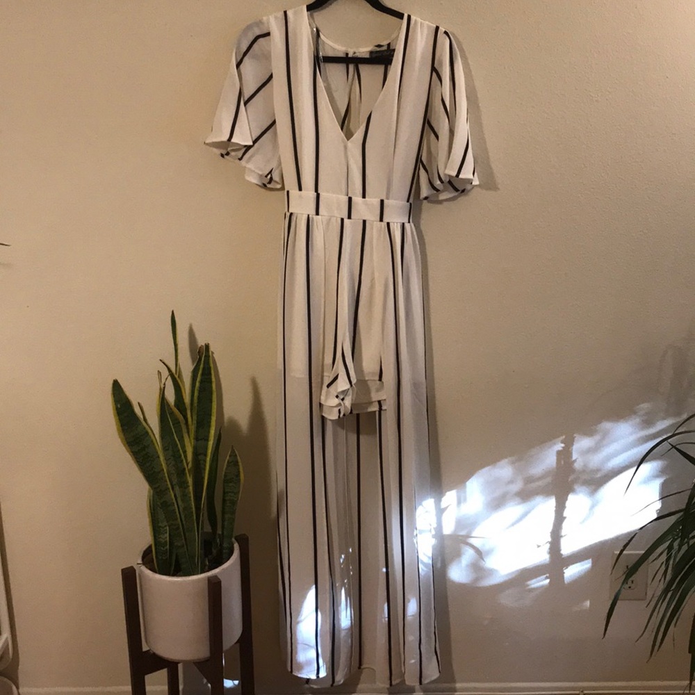 Stripped high low dress